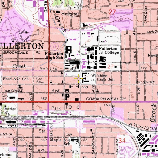 Topographic Map of Wilshire Junior High School (historical), CA