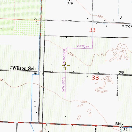Topographic Map of Wilson Hunter Ditch, CA
