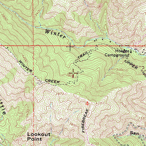 Topographic Map of Winter Creek Trail, CA