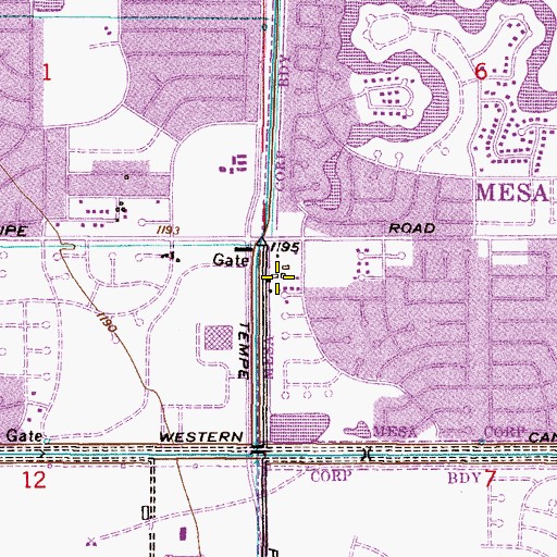 Topographic Map of Mesa Montessori School, AZ