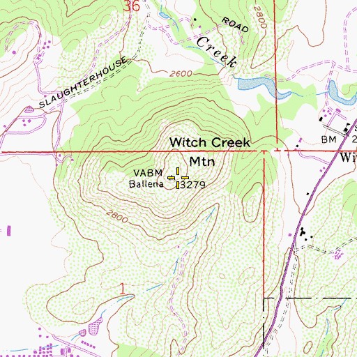 Topographic Map of Witch Creek Mountain, CA