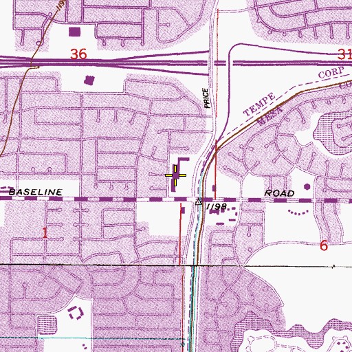 Topographic Map of Tempe Accelerated High School, AZ