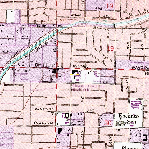 Topographic Map of Phoenix Christian Elementary School, AZ