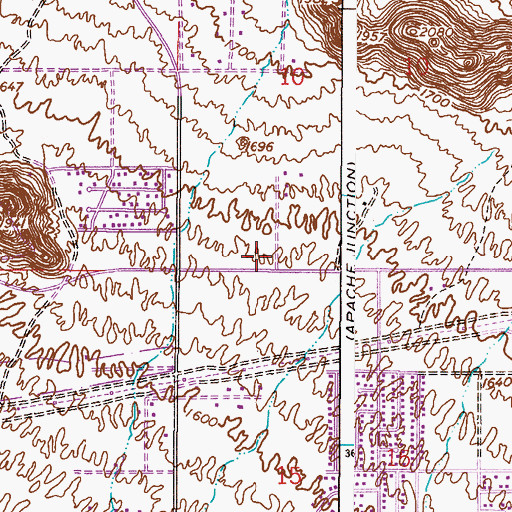 Topographic Map of Mesa East Learning Center, AZ