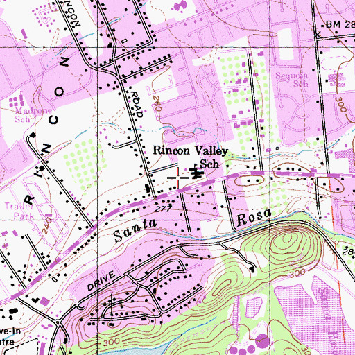 Topographic Map of Douglas Whited Elementary School, CA
