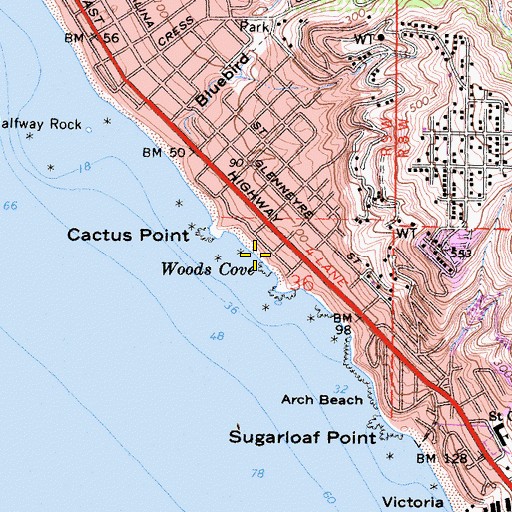 Topographic Map of Woods Cove, CA