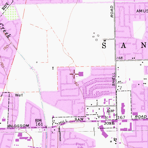 Topographic Map of Del Roble Elementary School, CA