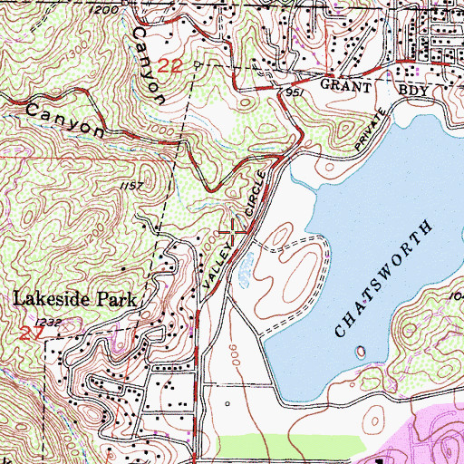 Topographic Map of Woolsey Canyon, CA