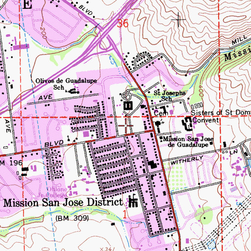 Topographic Map of Montessori School of Fremont, CA