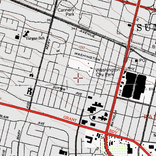 Topographic Map of Stratford School - Sunnyvale Washington Park, CA