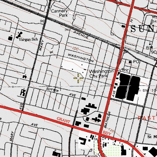 Topographic Map of Stratford School - Sunnyvale Washington Park, CA