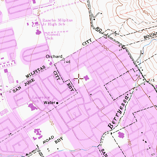 Topographic Map of Milpitas Community Chinese School, CA