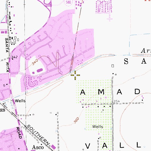 Topographic Map of Hacienda School, CA