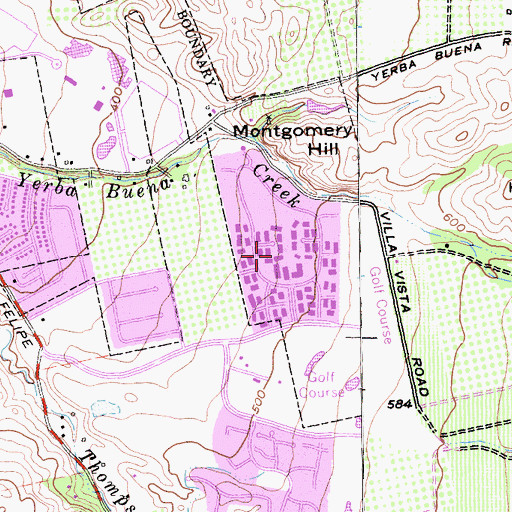 Topographic Map of Quimby Oak Middle School, CA