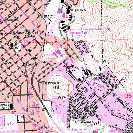 Topographic Map of San Luis Obispo Christian School, CA