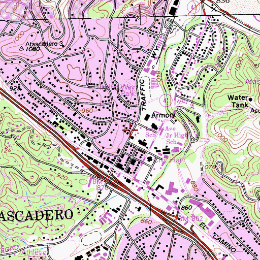 Topographic Map of Atascadero Fine Arts Academy, CA