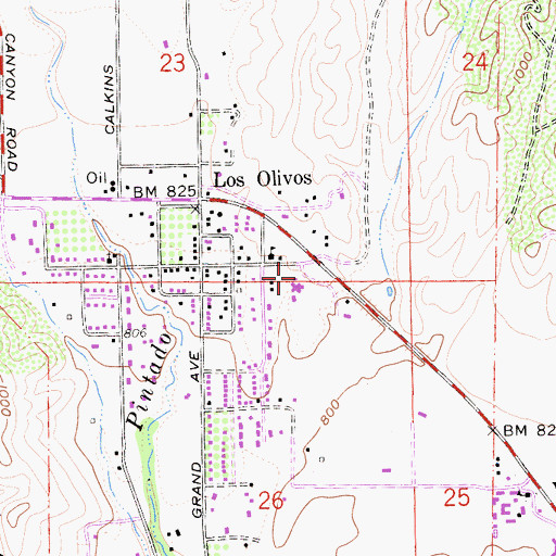 Topographic Map of Olive Grove Charter School, CA