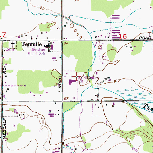 Topographic Map of Ten Mile Creek Elementary, WA