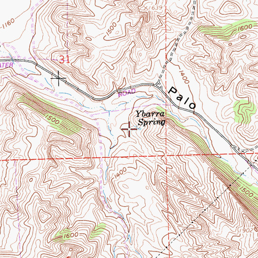 Topographic Map of Ybarra Spring, CA