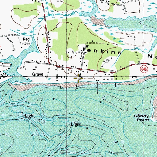 Topographic Map of Jenkins Neck Boat Ramp, VA