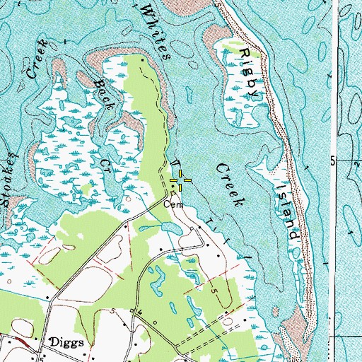 Topographic Map of Whites Creek Landing Boat Ramp, VA