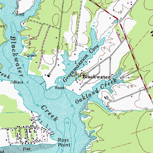 Topographic Map of Mobjack Bay Marina, VA