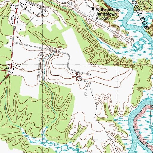 Topographic Map of Williamsburg Winery, VA
