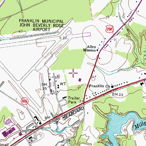 Topographic Map of Franklin Airport Industrial Park, VA