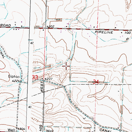 Topographic Map of J 36 Lateral, ID