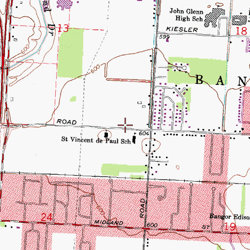 Topographic Map of First Pentecostal Church, MI