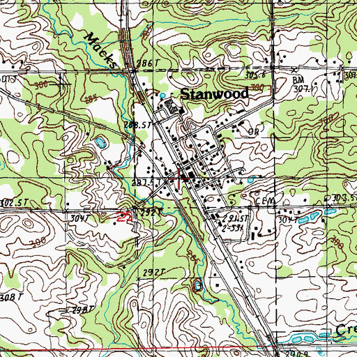 Topographic Map of Stanwood Station (historical), MI