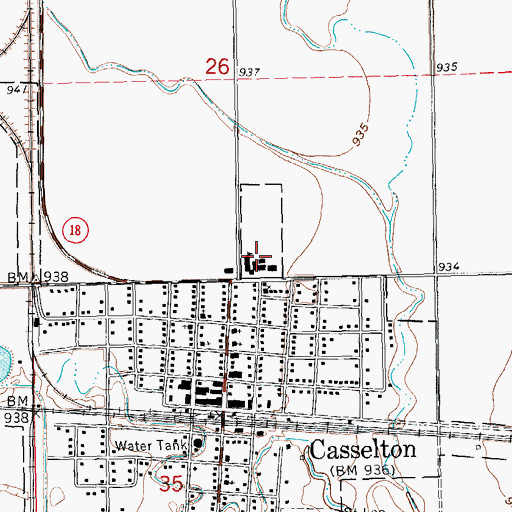 Topographic Map of Central Cass Public School, ND