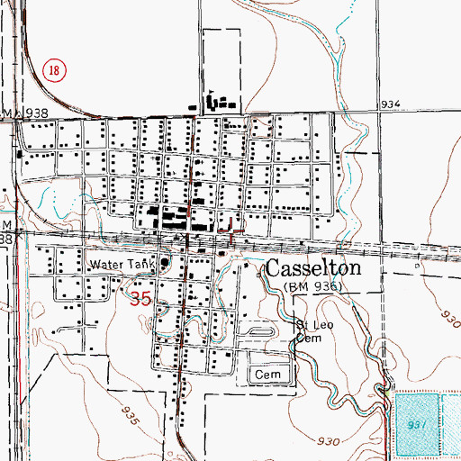 Topographic Map of Casselton Post Office, ND