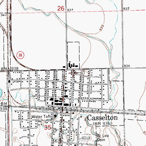 Topographic Map of Casselton United Methodist Church, ND