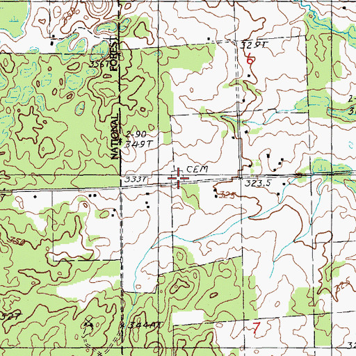 Topographic Map of Van Gilder Cemetery, MI