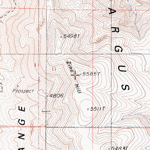Topographic Map of Zinc Hill, CA
