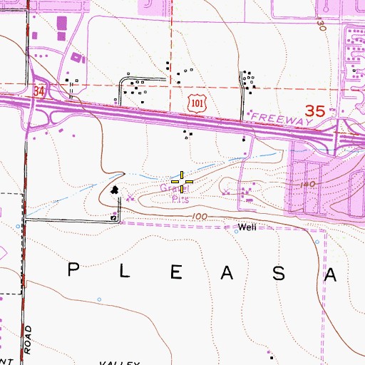 Topographic Map of Crossroads Community Church, CA