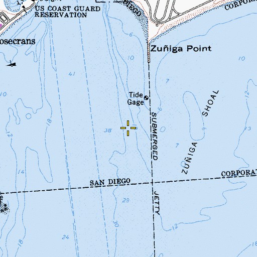 Topographic Map of Zuñiga Shoal, CA