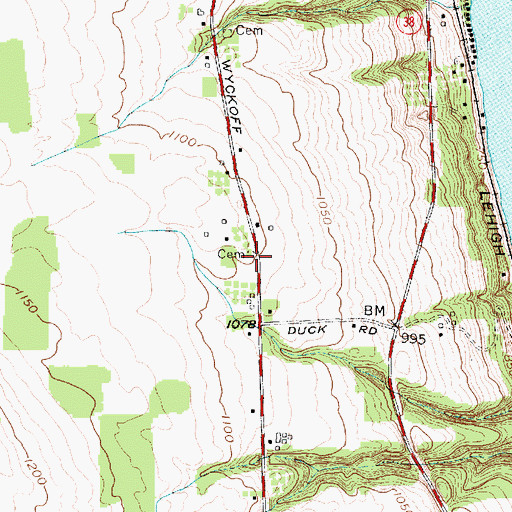 Topographic Map of Burch Cemetery, NY