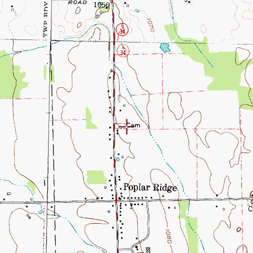 Topographic Map of Quaker Friends Poplar Ridge Cemetery, NY