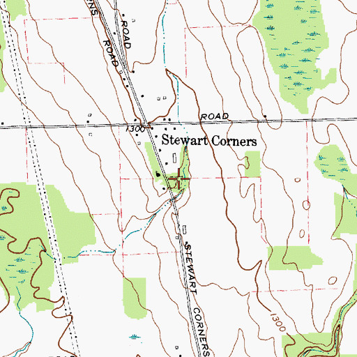 Topographic Map of Stewarts Corners Cemetery, NY