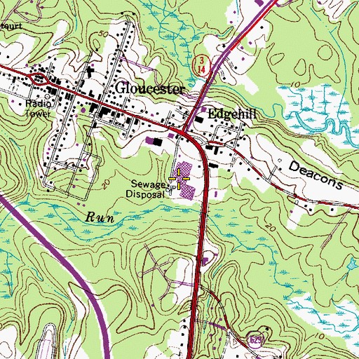 Topographic Map of Gloucester Exchange Shopping Center, VA