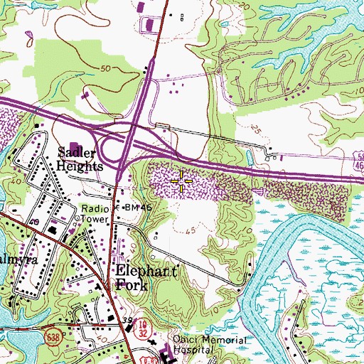 Topographic Map of Western Tidewater Regional Jail, VA