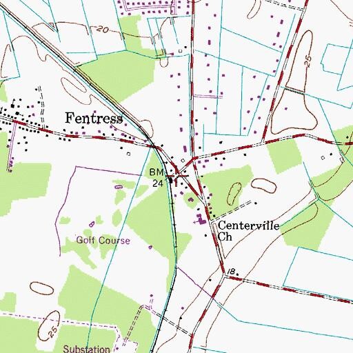 Topographic Map of Fentress Post Office, VA