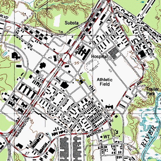 Topographic Map of Fort Eustis Post Office, VA
