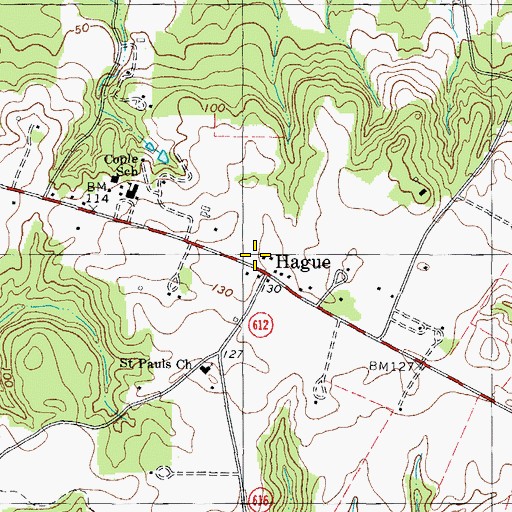 Topographic Map of Hague Post Office, VA