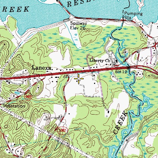 Topographic Map of Lanexa Post Office, VA