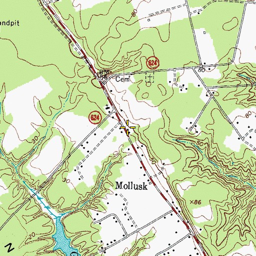 Topographic Map of Mollusk Post Office, VA