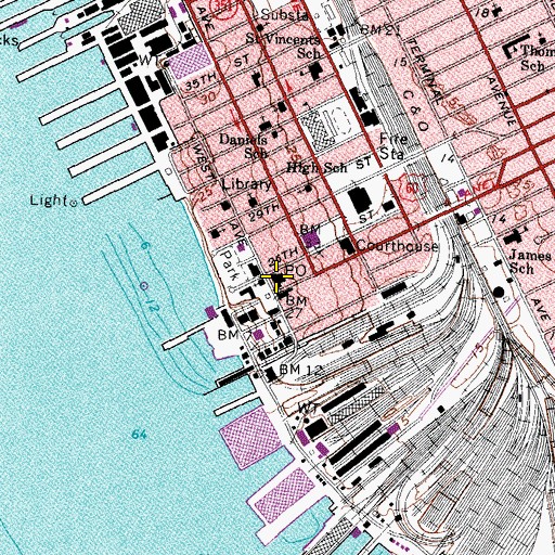 Topographic Map of Newport News Post Office, VA