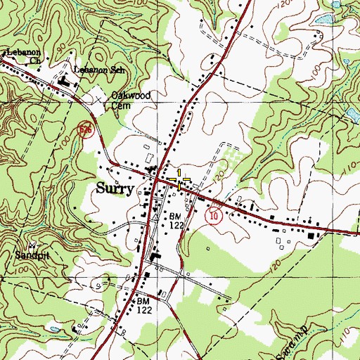 Topographic Map of Surry Post Office, VA